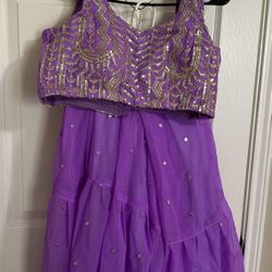 Purple and gold lehenga 