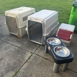 Dog Carriers, Food Stand And Foot Container