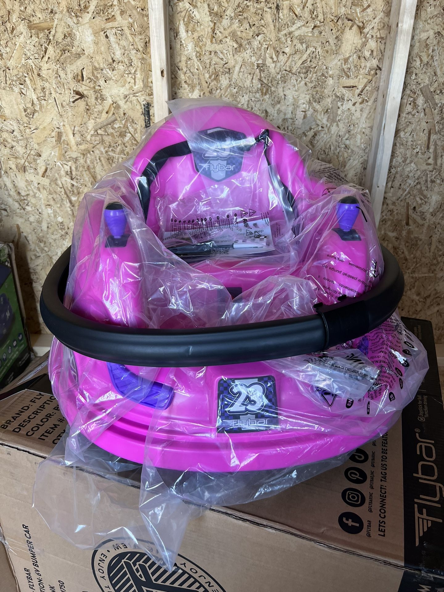 Flybar 6V Bumper Car, Battery Powered Ride-On, Fun LED Lights, Includes Charger, Pink