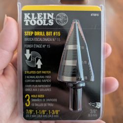 Klein Tools KTSB15 Step Drill Bit #15 Double Fluted 7/8 to 1-3/8-Inch