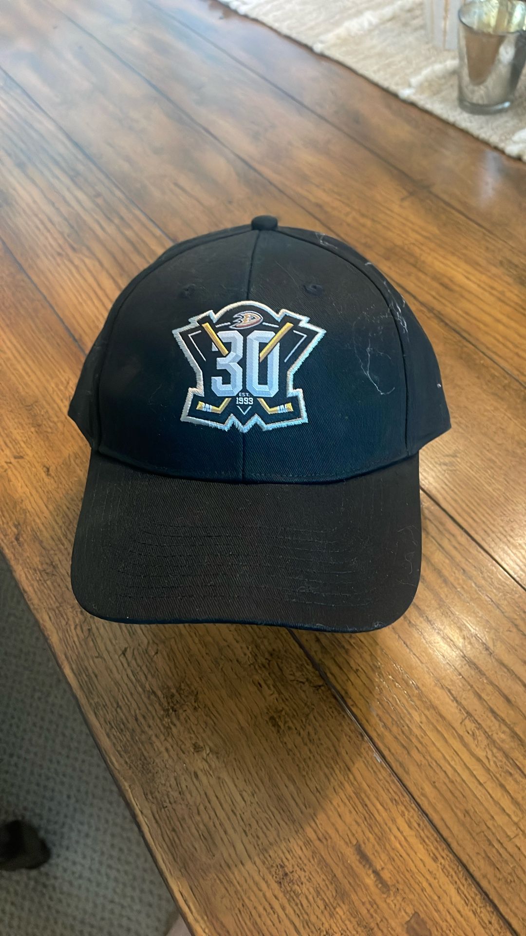 Vintage Sixth Man Men's Black Anaheim Mighty Ducks 30th Anniversary Snapback Hat
