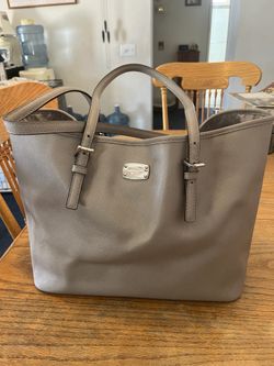 Michael Kors Stefano Large Leather Gray Tote Purse Very Clean Inside Logo Material
