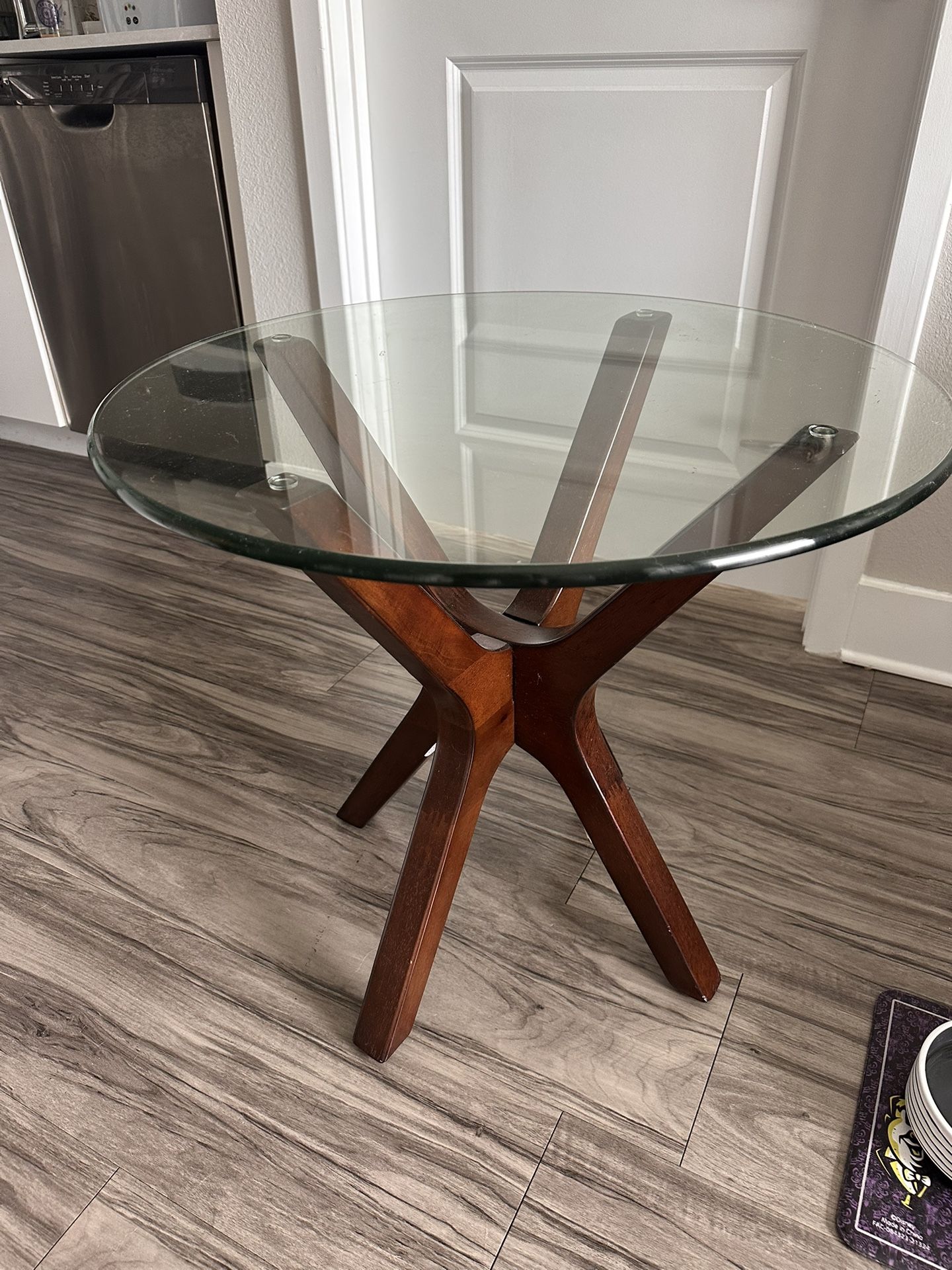 Glass Top Cherrywood End Table