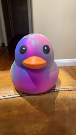 Squeezy Tie Dye Rubber Duck Squishy Sensory Fidget Toy Multicolor Blue/ Pink