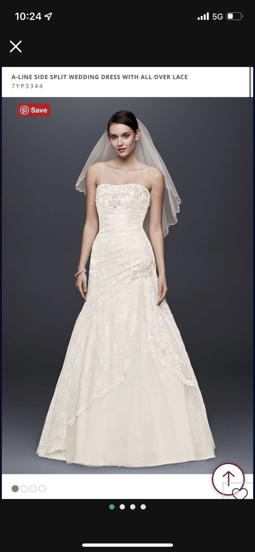 Wedding Dress A-line Side Split With All Over Lace