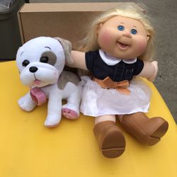 2016 CABBAGE PATCH KIDS CPK: Blonde Hair/Blue Eyes with Cowboy Boots & Bulldog Puppy (Barks!)