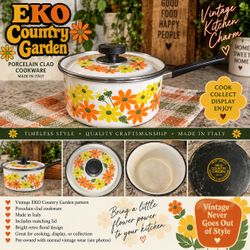 EKO Country Garden Porcelain Clad Saucepan with Lid