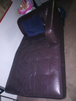 2 Brown Leather Futons