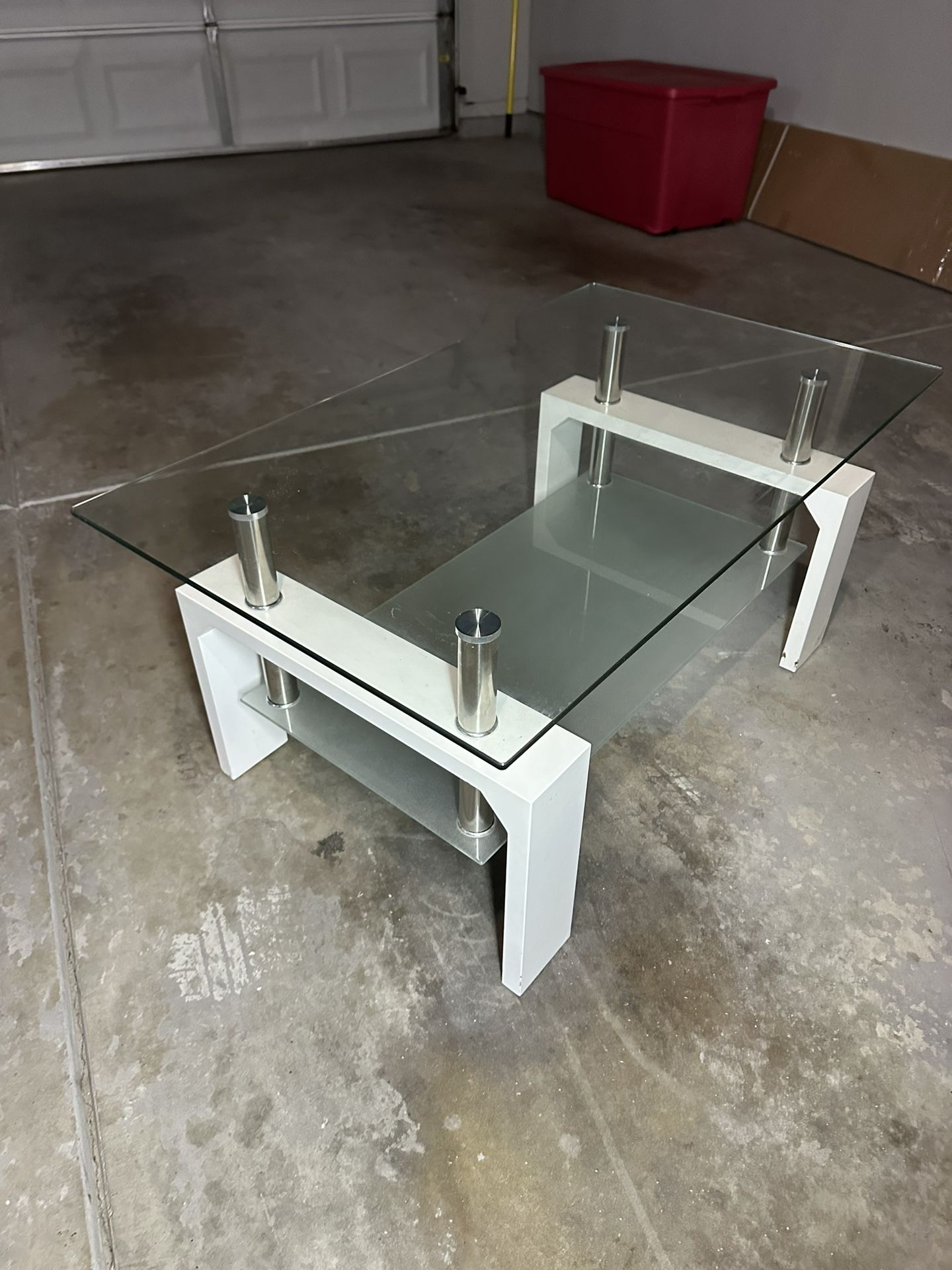 Glass/ White Coffee Table