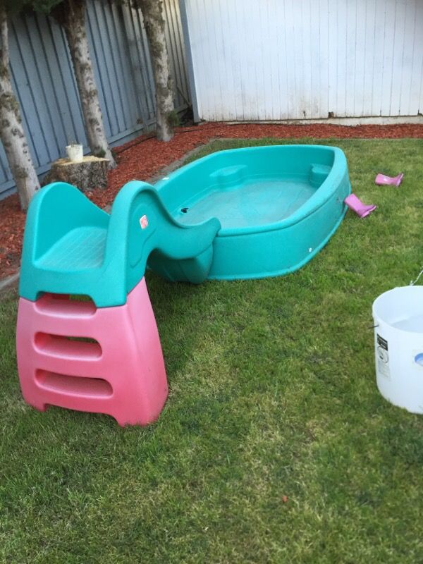 Very rare hard plastic swimming pool with the slide