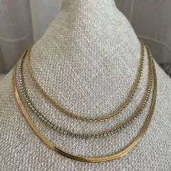 Gold Plated 3 Chain necklace Set 