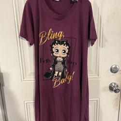 Woman’s Betty Boop Graphic Print Lounge Dress purple Sz. 2X 
