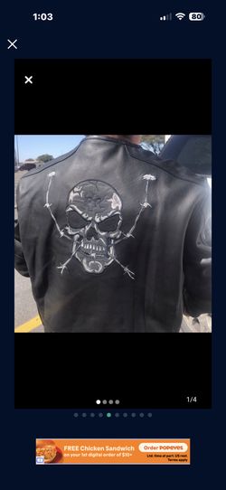 Leather riding jacket with reflective skulls concealed carry jacket
