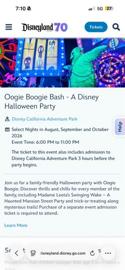oogie boogie Disney Tickets