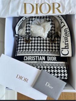 Christian Dior Lady Dior Houndstooth Handbag