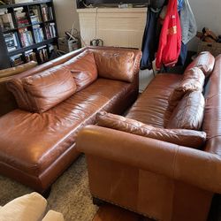 Leather Sectional Couch 2 Piece 