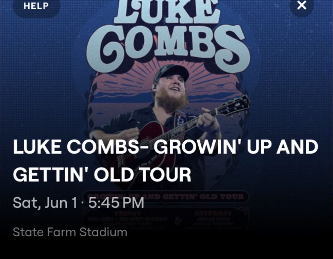 Two Luke Combs Tickets June 1