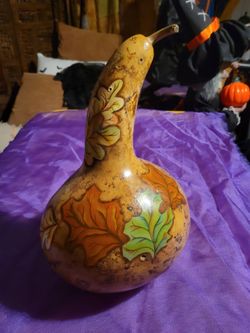 Fall Hand-Painted Decorative Gourd