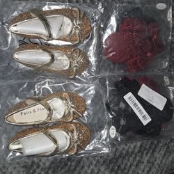 Twin Glitter Shoes And Lace Socks Bundle Size 7 Toddler 