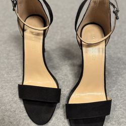 Black Suede Ankle Strap Heels Size 8.5 Or 9