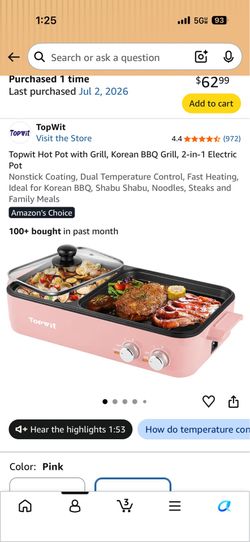 TopWit 2-in-1 Electric Hot Pot & Grill Bundle