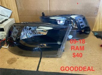 *STICKER IN LENS* #OH49 FIT 2009-2018 Dodge Ram 1500/2500/3500 Black Out Halogen Headlight Head Light Pair Set
