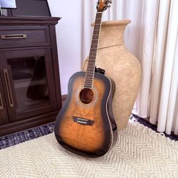 Washburn Premium Acoustic Guitar Pack Quilted Maple Top Vintage Tobacco Burst