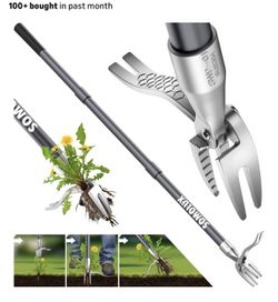 Weed Puller Stand-up Weeding Tool/Gardening Heavy-duty Stainless Steel, 52in tal
