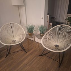 2 Brand New White Living Chairs