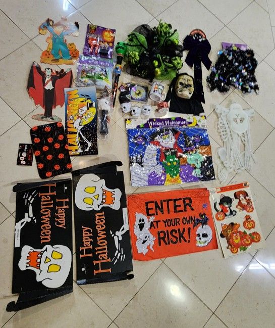 90s Vintage Halloween Decorations Lot of 25+ Items