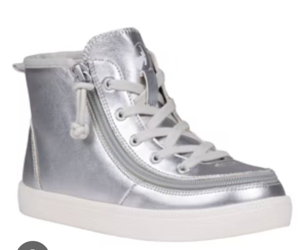 Billy Footwear Kids Silver High Top Zipper Sneaker Size 5