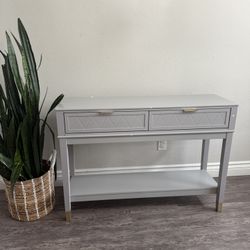 Console Table with 2 Drawers, Entryway Table with 2-Tier Storage Shelves, Narrow Sofa Table Coffee Bar for Entryway, Hallway, Kitchen, Living Room, Wh