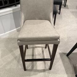 Set Of Four (4) Arhaus Lunden Faux Leather Barstools