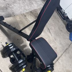 Weight Lighting 23.5 Lb Each Dumbbells With Bench Press