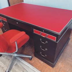 Black Executive Desk With Red Leather Top from Jasper Desk Cie