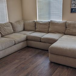 Neutral Tan/Beige Large Sectional Couch
