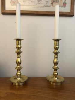 Set Of 2 Brass Candlestick Holders