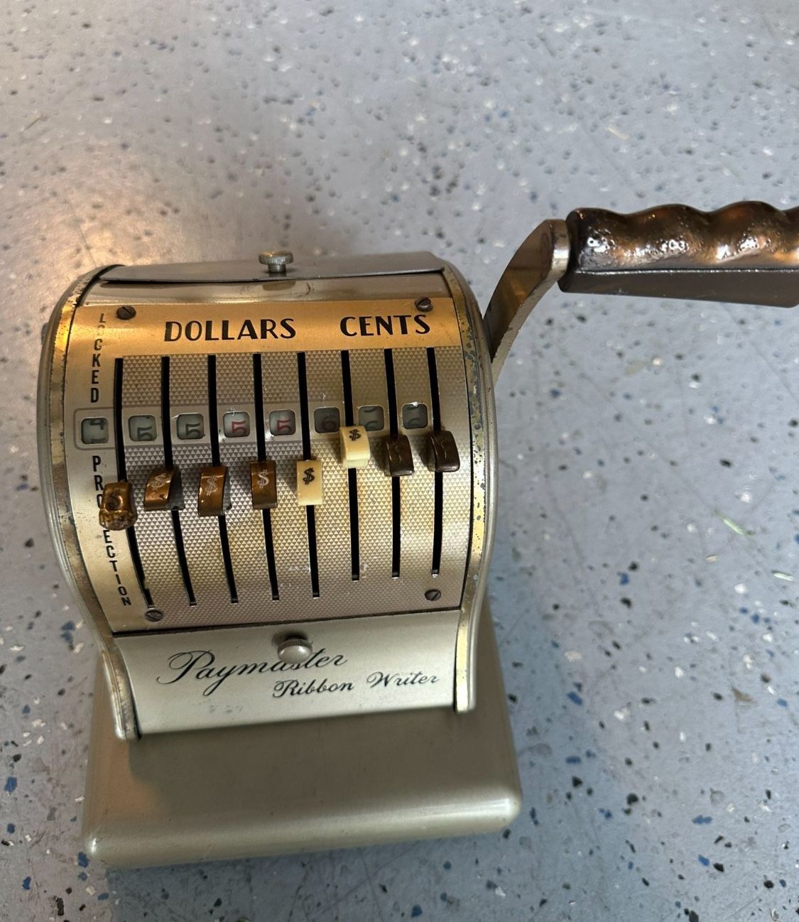 1960s Paymaster Series X-900 Check Writer Stamping Machine w/ Key, 8 Column