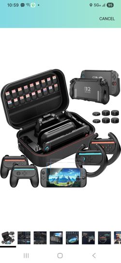 Case for Nintendo Switch 2 Accessories Bundle with Switch 2 Dockable Protective Cover Switch 2 Tempered Film,Switch 2 Racing Wheels Joycon Grip Cover 