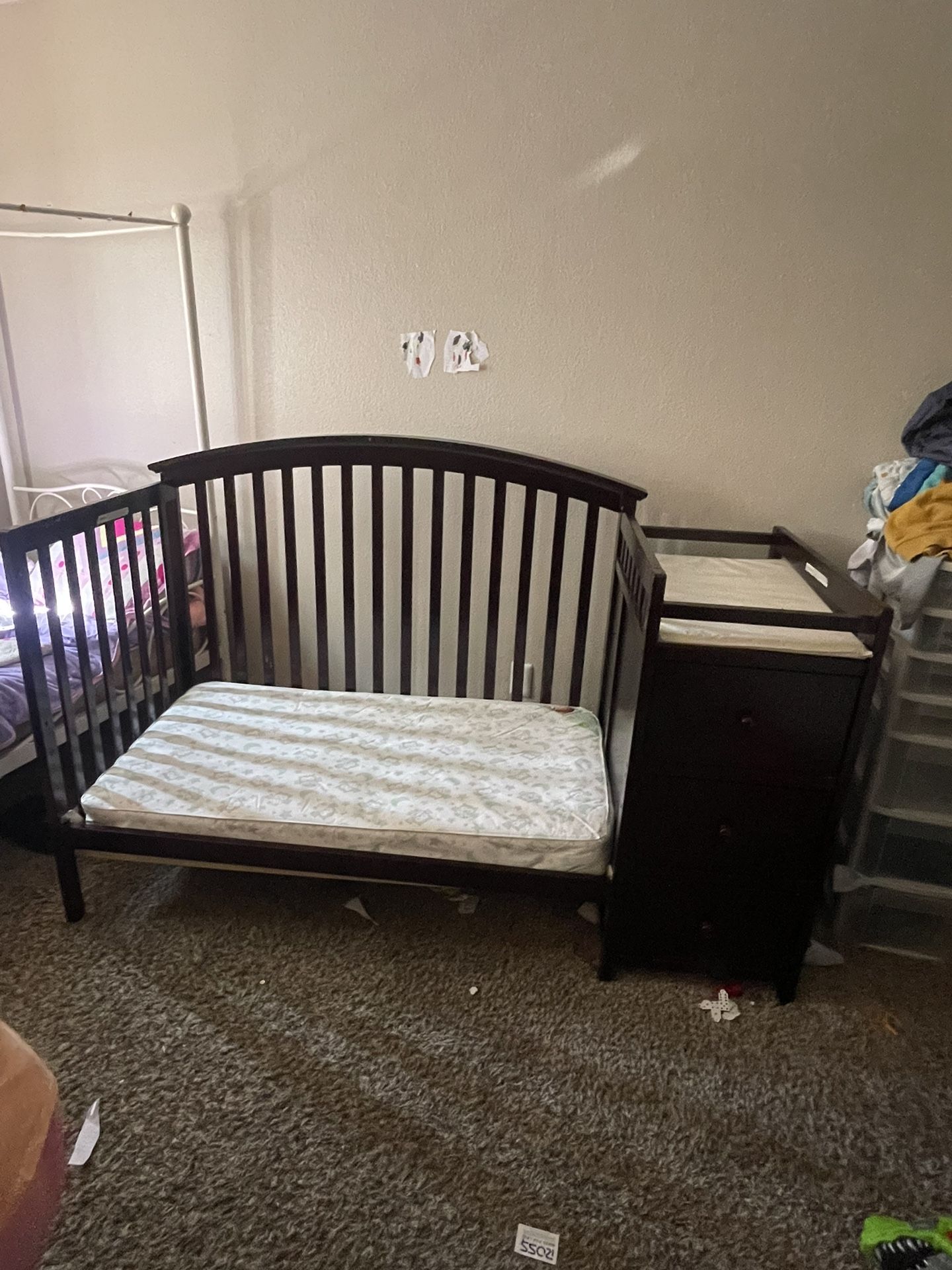 Adjustable Child’s Bed With Changing Table