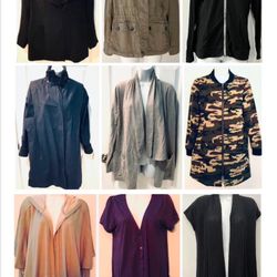 womens 9 pc lot - stadium coat cardigan sweater utility jacket blazer