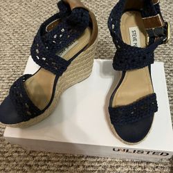 Navy Wedge Sandals 
