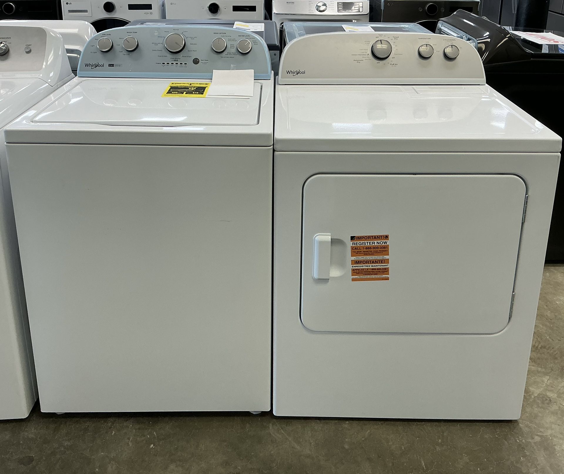 Whirlpool 3.9 cu. ft. Top Load Washer w/Removable Agitator 7.0 cu. ft. Vented Electric Dryer