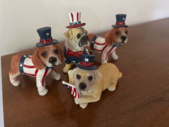 Patriotic Americana 250 anniversary decorations 4th Of July Independence Day Decorations liberty Bulldog figurine decor Dogs Art Beagle Labrador