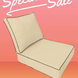 1 Pc Contrast Piped Trim Medium 24x26x6 Deep Seat Back Cushion Slip Cover Set Color: AD-103| Deep Seat Cushion Set | Insert & Covers