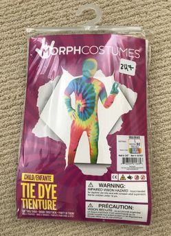 Morph Costume.Tie Dye. Child Large. Size 10-12. Used once.