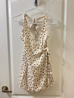Zara Cream Polka Dot Halter Mini Dress