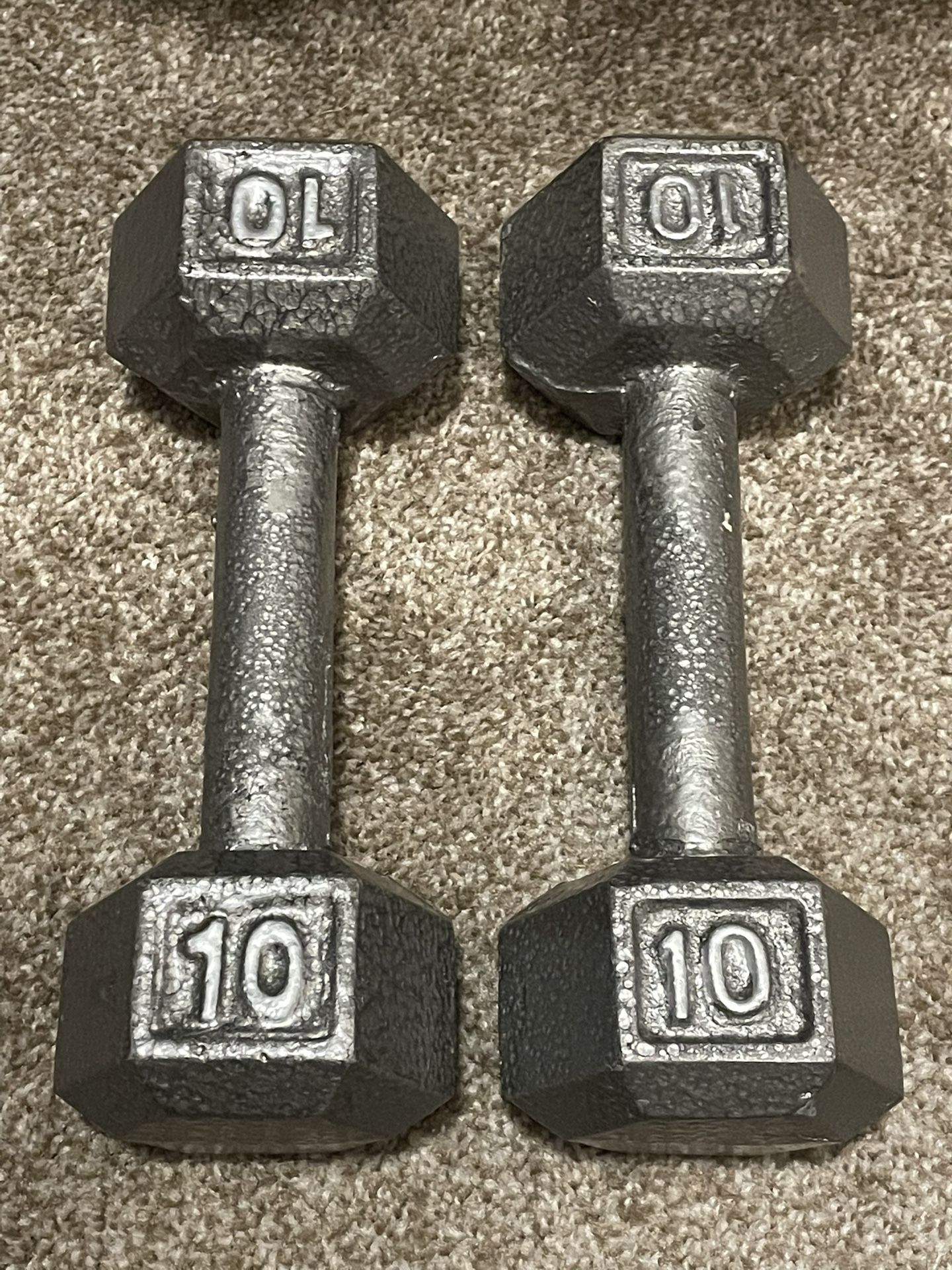 2 10lb Cast Iron Dumbbells 