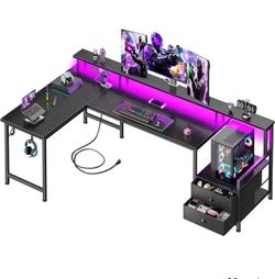 Brand New! Gaming desk, reversible L-Shape, Black, 66”