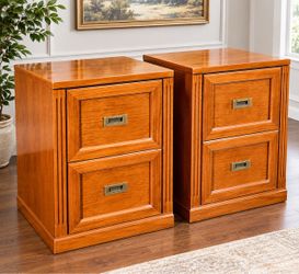 Pair of Wood 2-Drawer File Cabinets